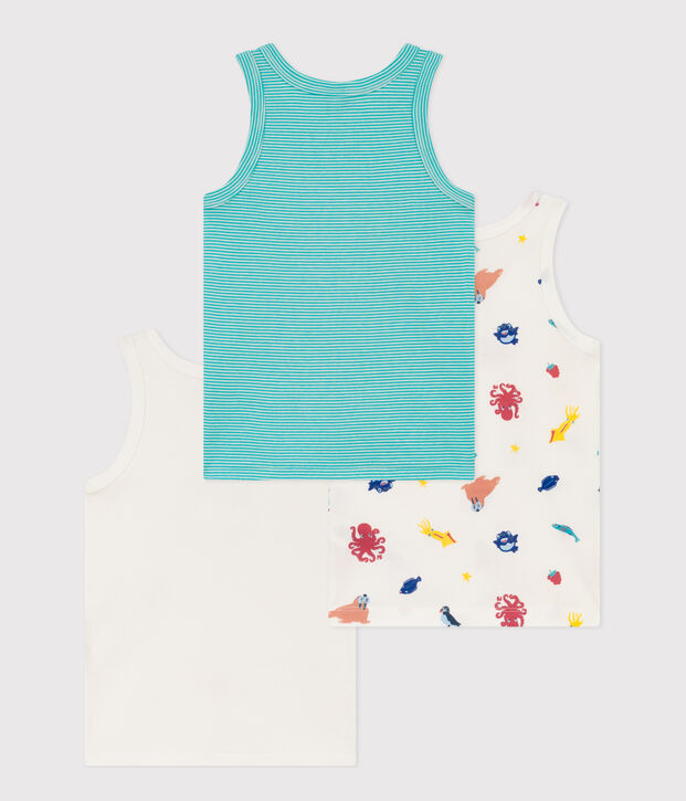 Juego de 3 camisetas de tirantes de algod&oacute;n para ni&ntilde;o multicolor