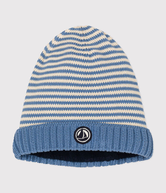 Gorro de punto tricotado con forro polar para bebé azul BEACH/ AVALANCHE