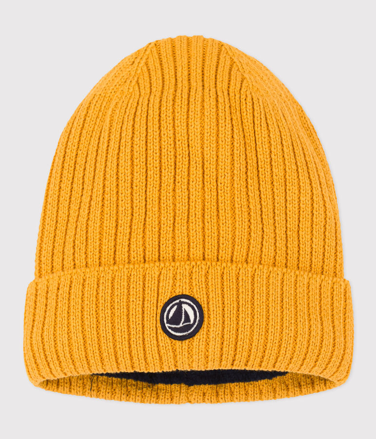 Gorro de punto con forro de tejido polar de ni&ntilde;o/ni&ntilde;a amarillo