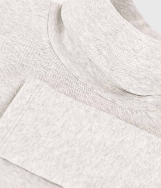 Camiseta L'ICONIQUE con cuello vuelto de algodón ORGÁNICO de mujer gris BELUGA CHINE