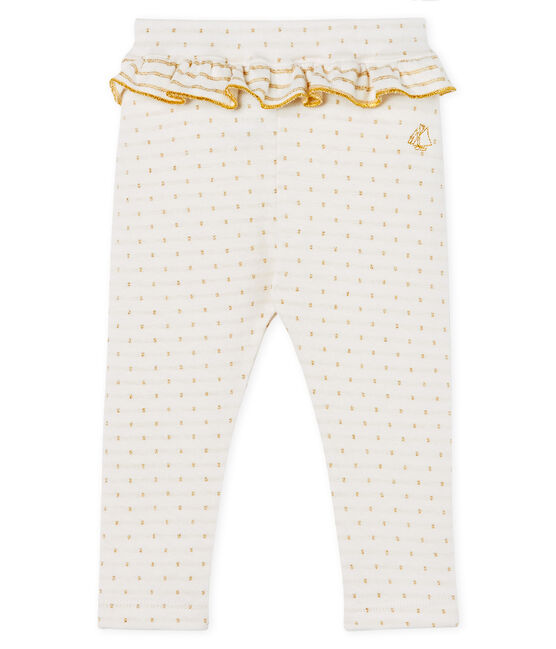 Leggings con volantes para bebé niña blanco MARSHMALLOW/amarillo OR