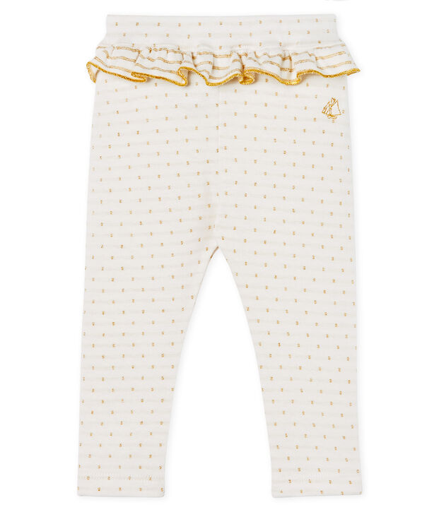 Leggings con volantes para beb&eacute; ni&ntilde;a blanco/amarillo
