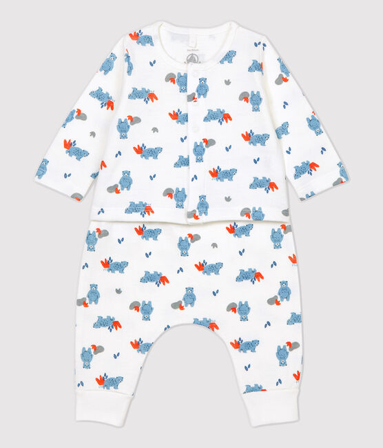 Conjunto de 3 prendas con estampado de ositos de bebé de algodón orgánico blanco MARSHMALLOW/blanco MULTICO