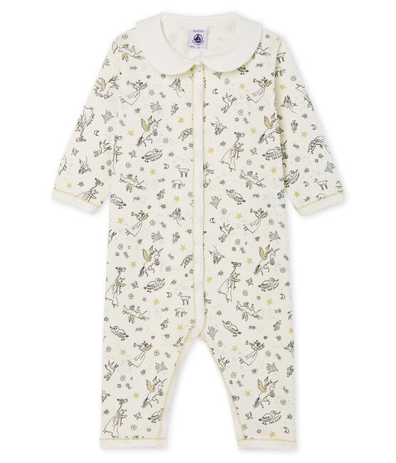 Pijama sin pies de punto para bebé niña blanco MARSHMALLOW/ MULTICO CN