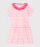 Vestido de rayas con collarín para bebé niña blanco MARSHMALLOW/rosa CUPCAKE
