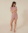 Pijama con pantalón corto y camiseta de algodón a rayas para mujer FAMEUX/ MARSHMALLOW