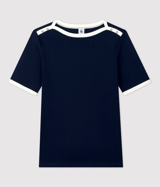Camiseta de algodón de mujer azul SMOKING