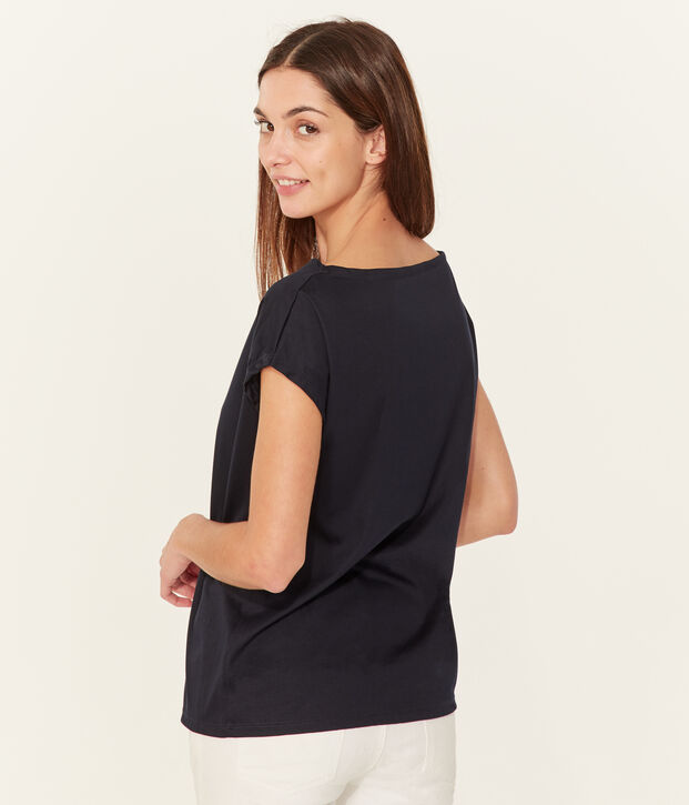 Camiseta manga corta de algod&oacute;n sea island para mujer azul