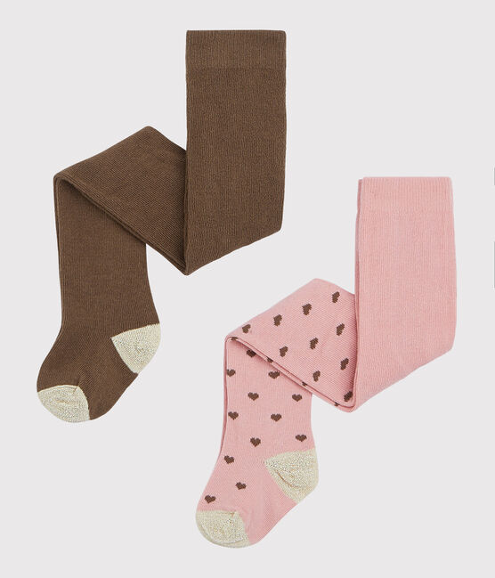 Lote de 2 pares de pantis para bebé niña rosa CHARME/blanco MULTICO