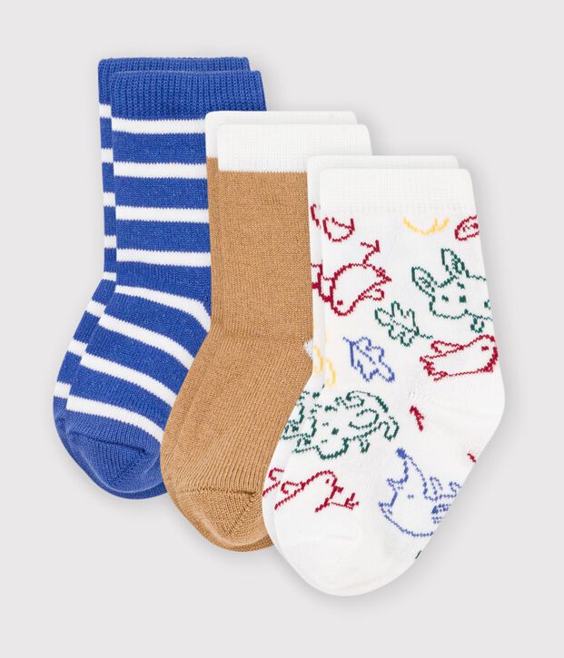3 pares de calcetines de algod&oacute;n con estampado de animal para beb&eacute; multicolor