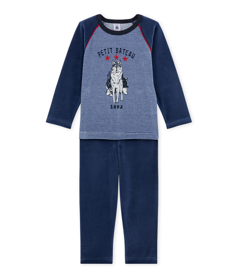 Pijama de lobo para ni&ntilde;o azul/azul/blanco
