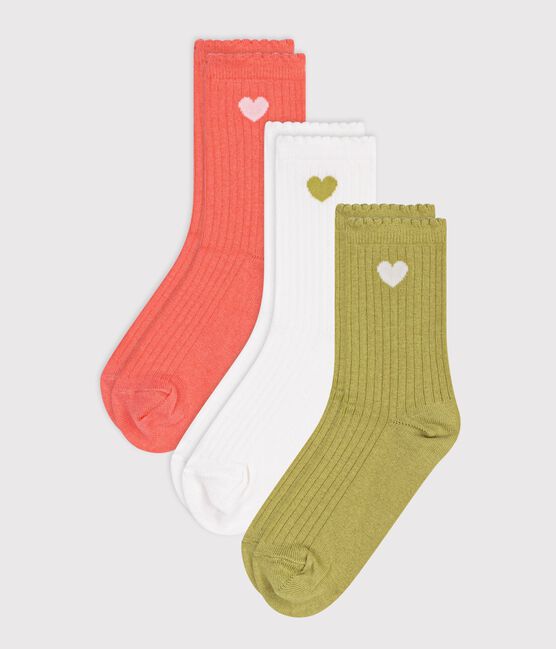 2 pares de calcetines de algodón con jacquard de corazón para niña variante 1