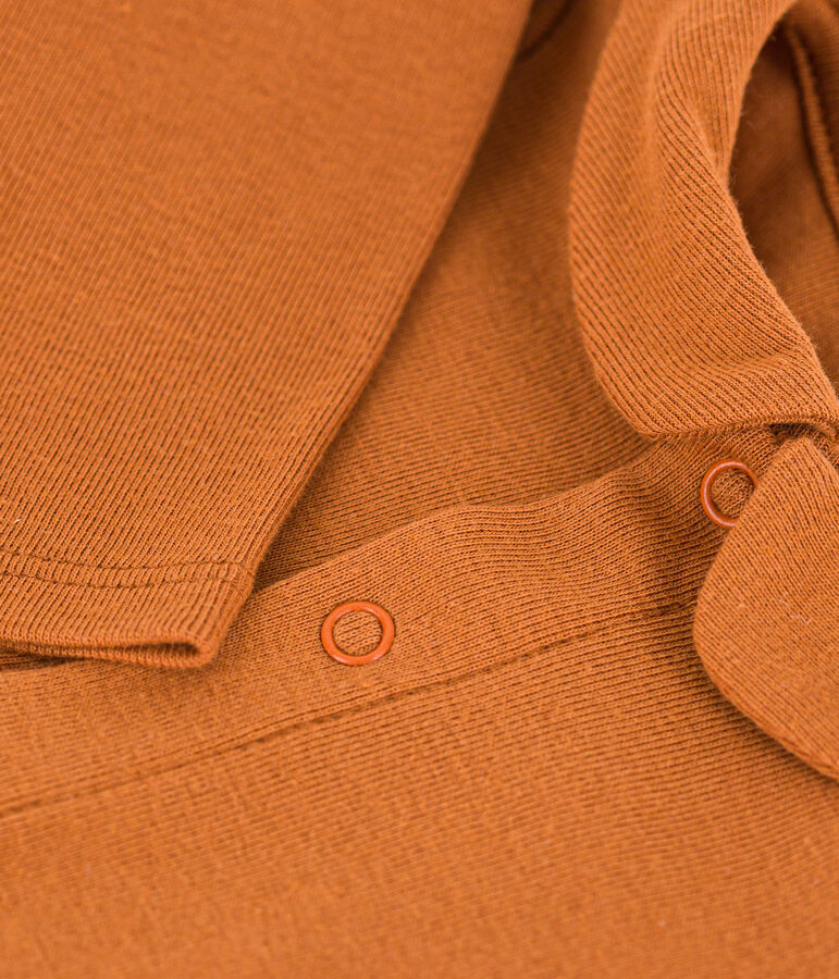 Body de manga larga con cuello de algod&oacute;n de beb&eacute; marron