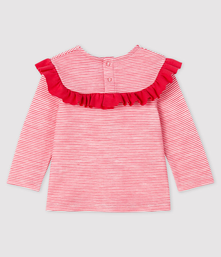 Blusa de manga larga para beb&eacute; ni&ntilde;a rosa/blanco