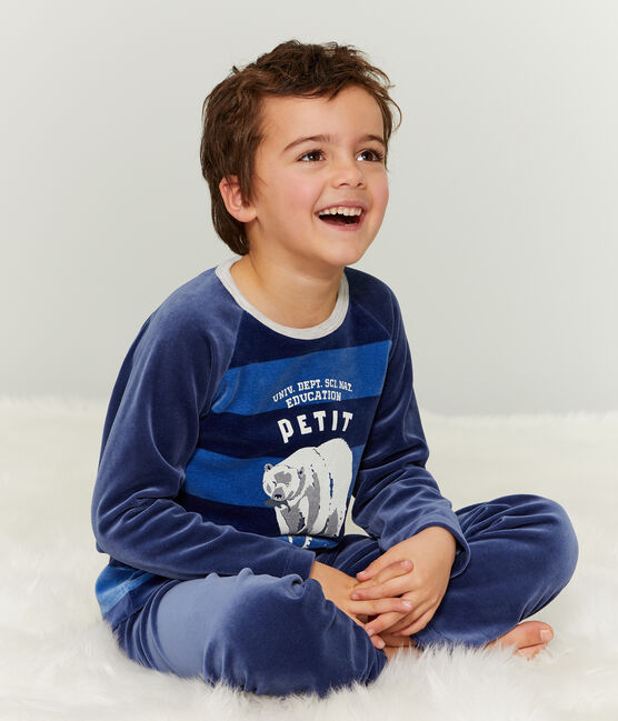 Pijama de terciopelo para niño pequeño azul MEDIEVAL/azul MAJOR
