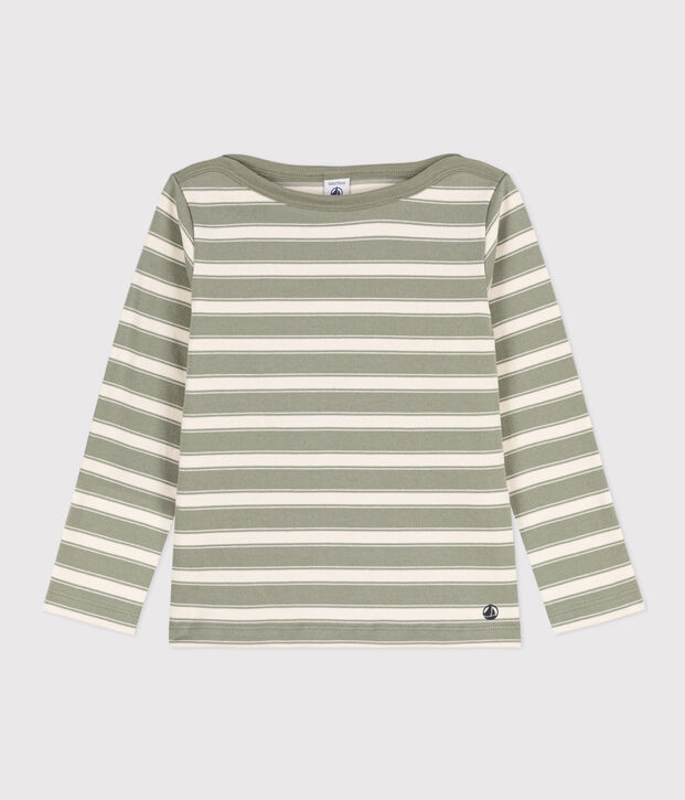 Marinera de algod&oacute;n grueso para ni&ntilde;o/ni&ntilde;a verde/crudo