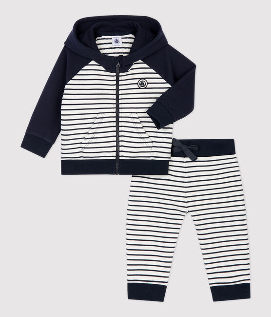 Conjunto de chándal de muletón de bebé. azul SMOKING/blanco MARSHMALLOW
