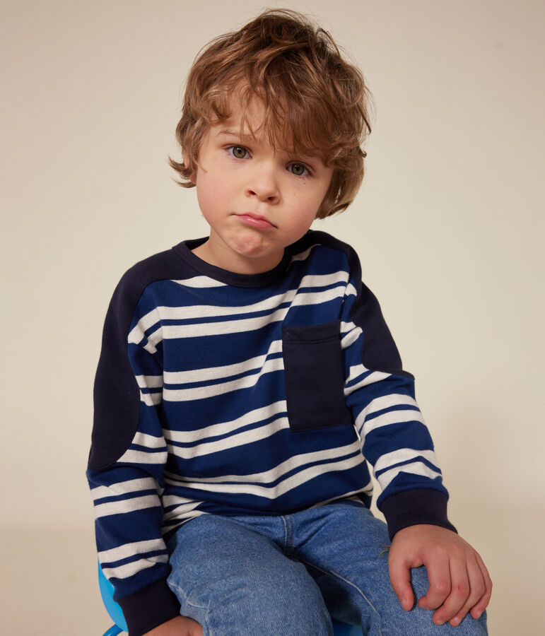 Sudadera de algod&oacute;n grueso para ni&ntilde;o azul/beige