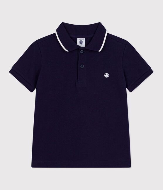 Polo infantil de algodón de manga corta azul SOIR