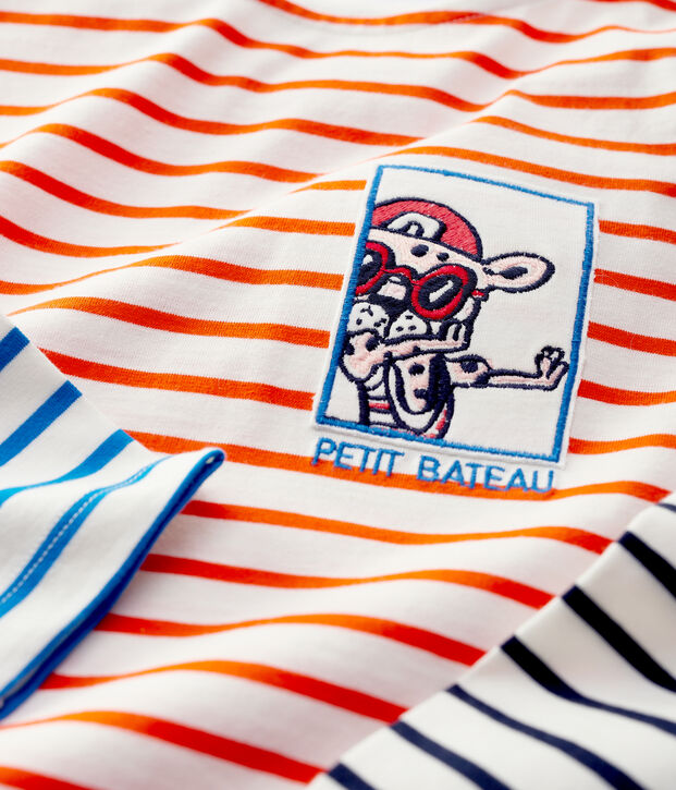 Camiseta de manga larga de ni&ntilde;o/ni&ntilde;a blanco/naranja/multicolor