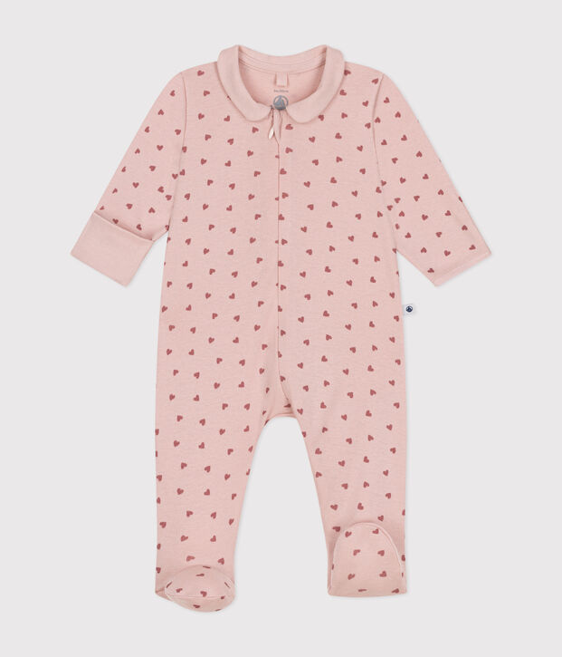 Pijama de algod&oacute;n estampado para beb&eacute; rosa/rosa
