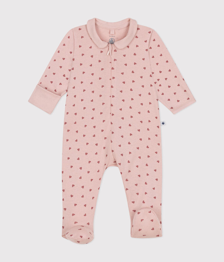 Pijama de algod&oacute;n estampado para beb&eacute; rosa/rosa