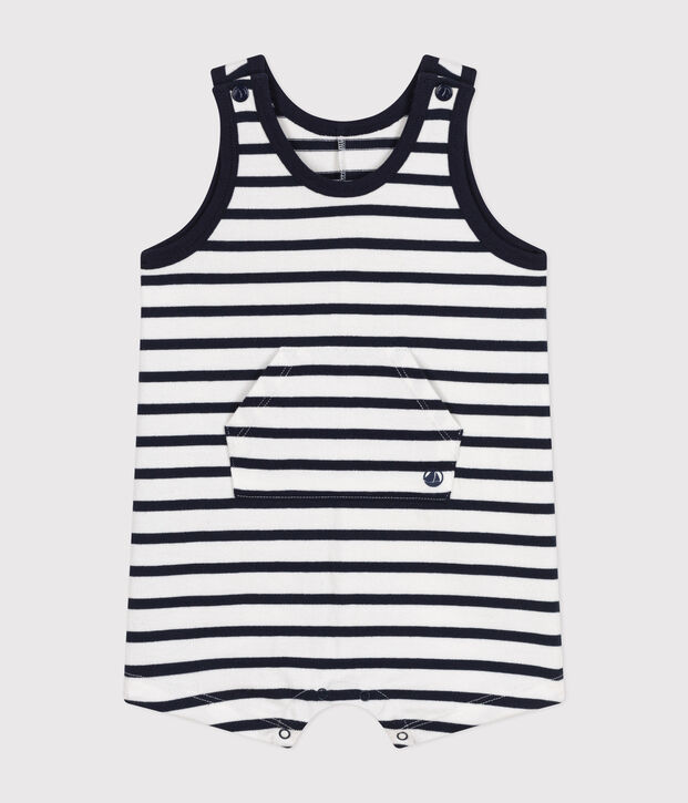 Mono corto de jersey para beb&eacute; blanco/azul
