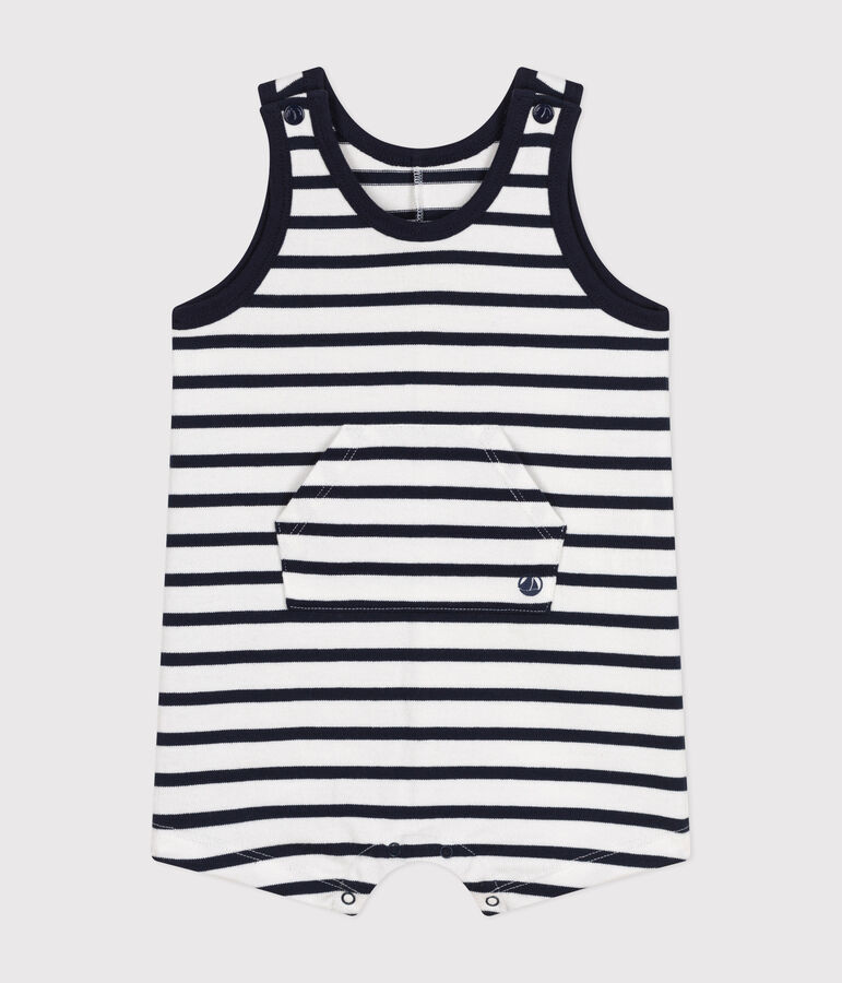 Mono corto de jersey para beb&eacute; blanco/azul