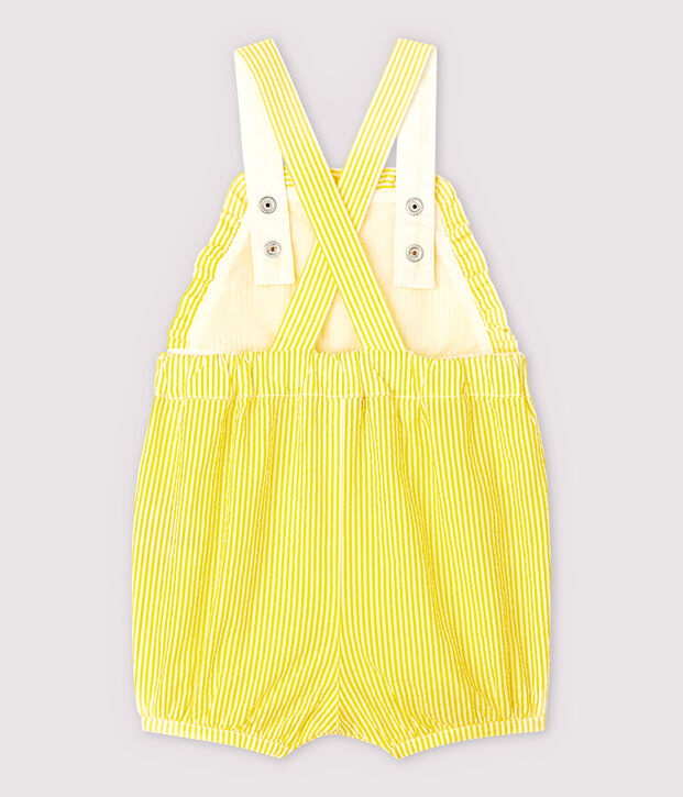 Peto corto de mil rayas de beb&eacute; ni&ntilde;a amarillo/blanco