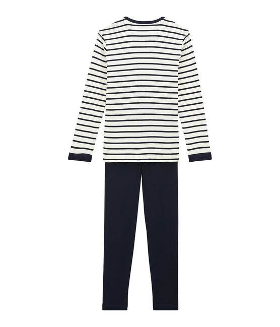 Pijama de terciopelo para niño azul SMOKING/beige COQUILLE