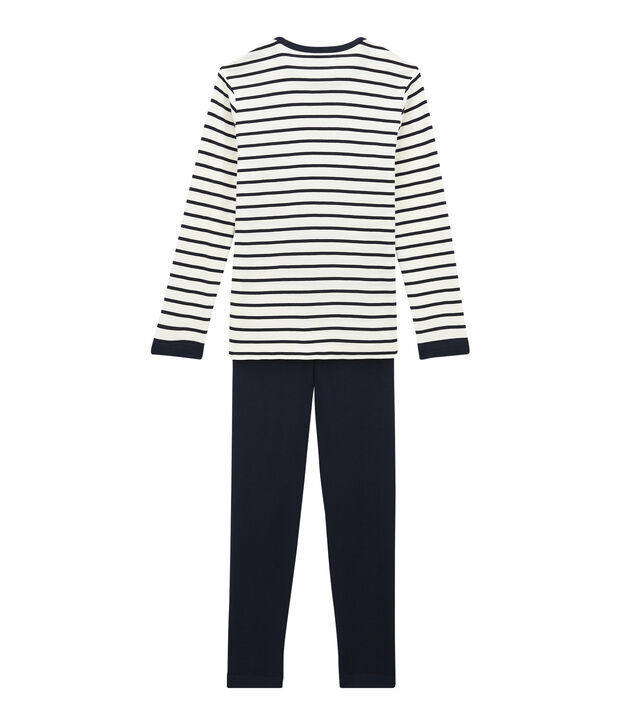 Pijama de terciopelo para ni&ntilde;o azul/blanco
