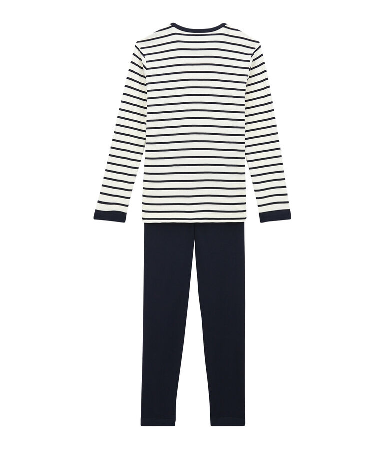 Pijama de terciopelo para ni&ntilde;o azul/blanco