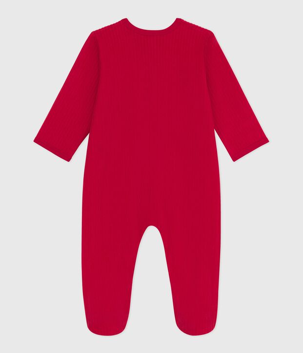 Pijama de terciopelo liso para beb&eacute; rojo