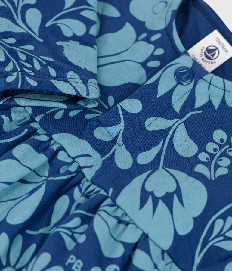 Vestido estampado de t&uacute;bico acolchado de manga larga para beb&eacute; azul/azul