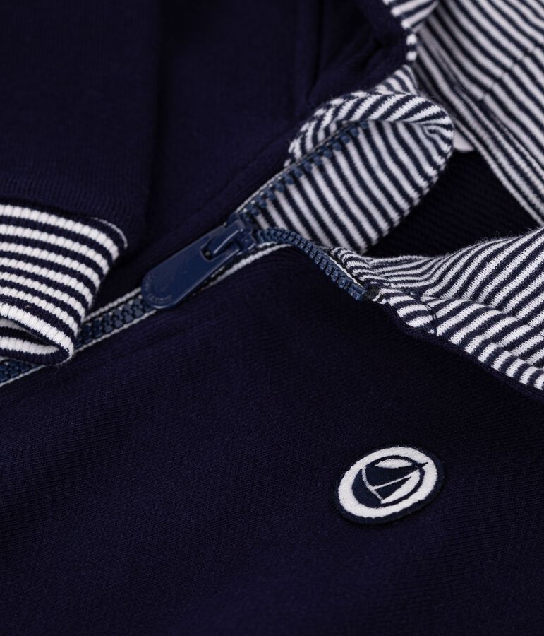 Sudadera de algod&oacute;n con capucha y detalle de rayas para beb&eacute; azul