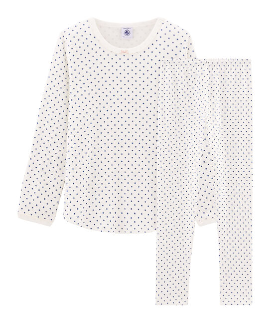 Pijama de punto para niña blanco MARSHMALLOW/azul MAJOR CN
