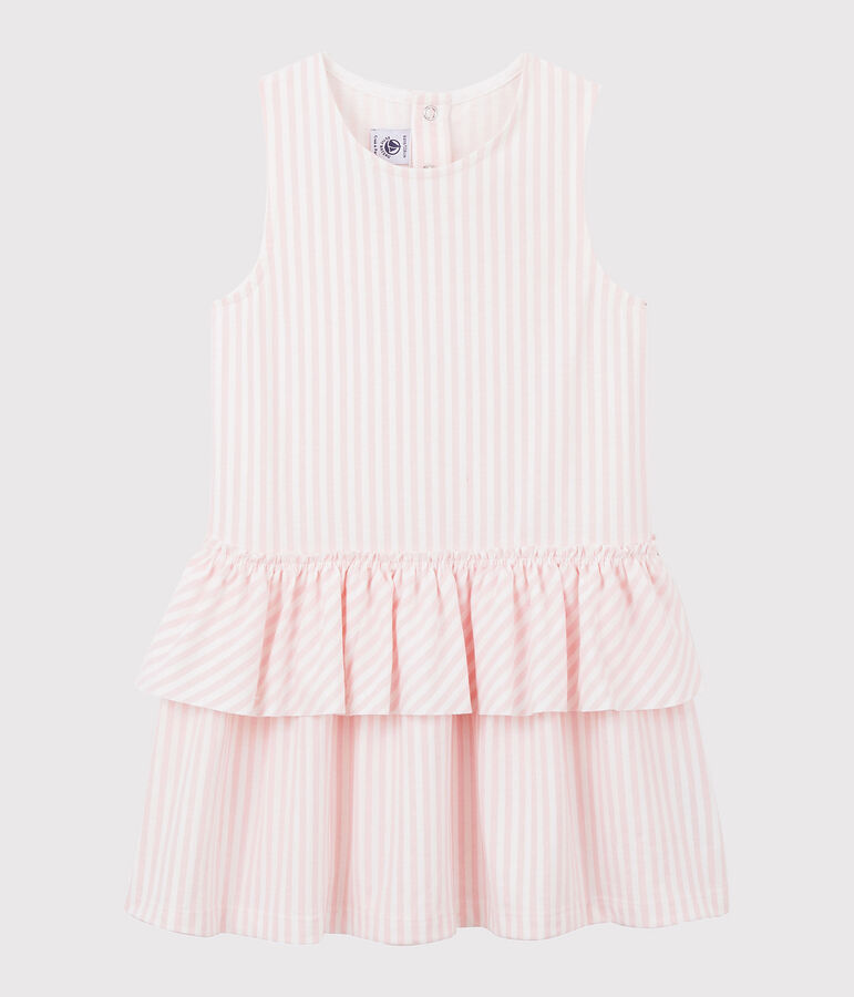 Vestido sin mangas de punto de ni&ntilde;a rosa MINOIS/blanco MARSHMALLOW
