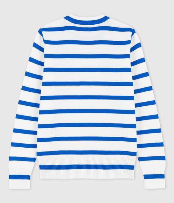 Jersey marinero de algodón de mujer blanco MARSHMALLOW/azul DELFT