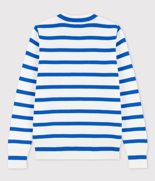 Jersey marinero de algod&oacute;n de mujer blanco/azul