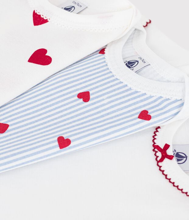 Juego de bodis de algod&oacute;n de manga corta con estampado de corazones para beb&eacute; multicolor