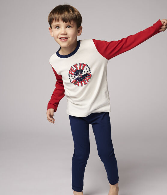 Pijama de algodón de niño azul MEDIEVAL/blanco MULTICO