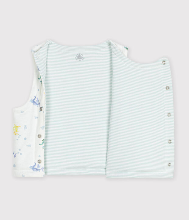 Chaleco reversible de algod&oacute;n con estampado de dragones para beb&eacute; blanco/multicolor