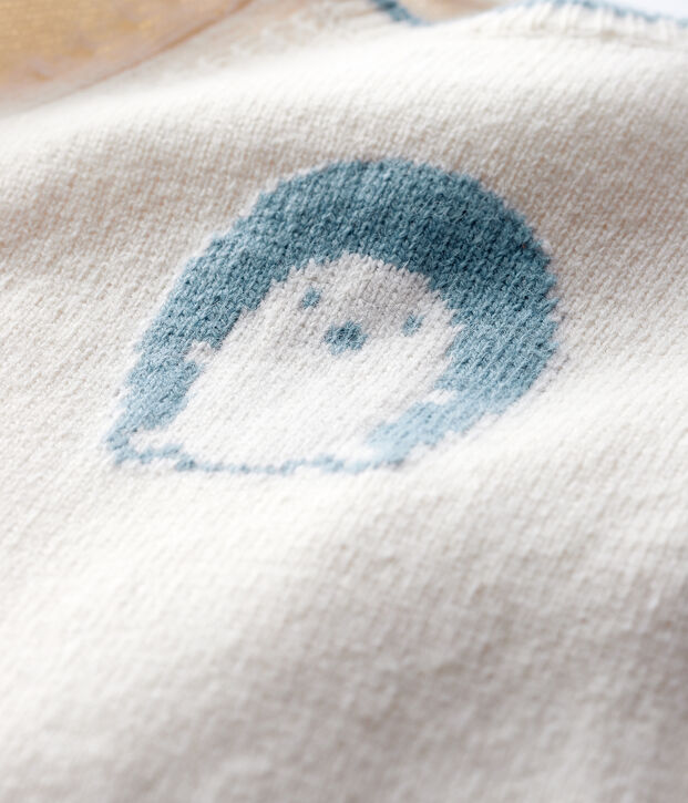 Mono largo de jacquard de punto para beb&eacute; blanco