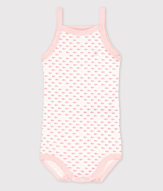 Bodi de tirantes de bebé de niña blanco ECUME/rosa MINOIS/ MULTICO