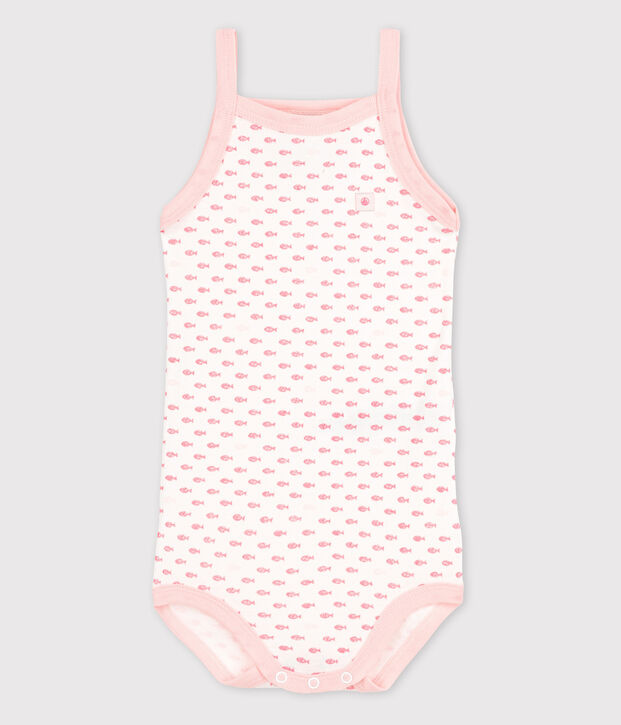 Bodi de tirantes de beb&eacute; de ni&ntilde;a blanco/rosa/multicolor