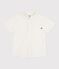 Camisa infantil de algod&oacute;n y lino de manga corta blanco