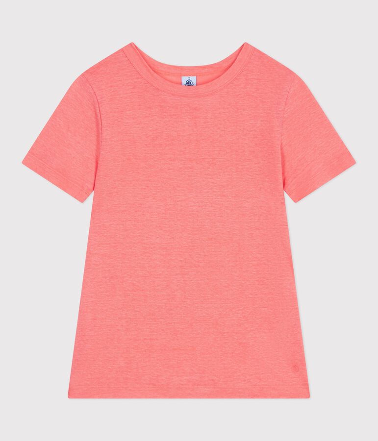 Camiseta lisa de algod&oacute;n de manga corta para mujer rosa