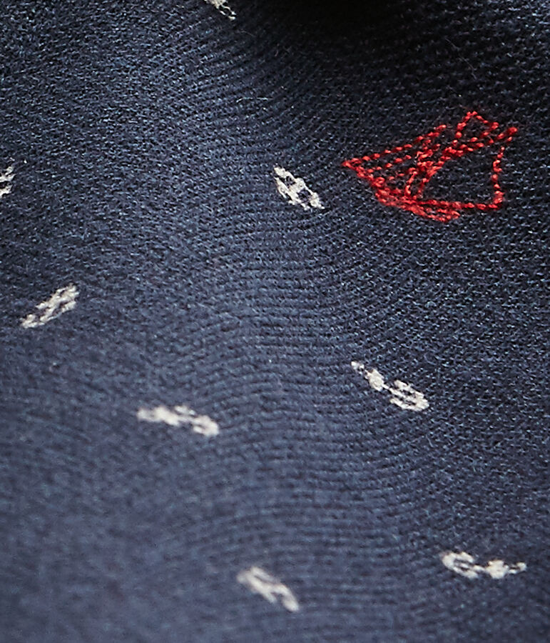 Pelele corto de beb&eacute; ni&ntilde;o estampado con cuello tipo polo azul/beige