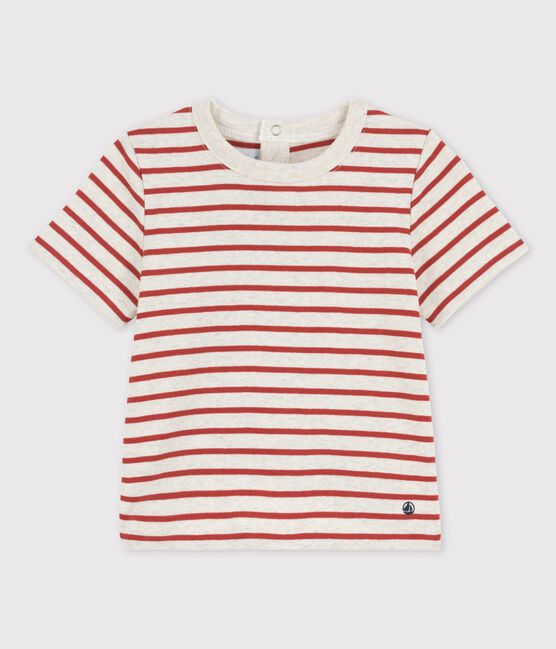 Camiseta de manga corta a rayas de algodón ecológico para bebé beige MONTELIMAR/ OMBRIE