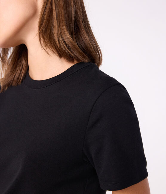 Camiseta Iconique de manga corta de punto liso para mujer negro BLACK